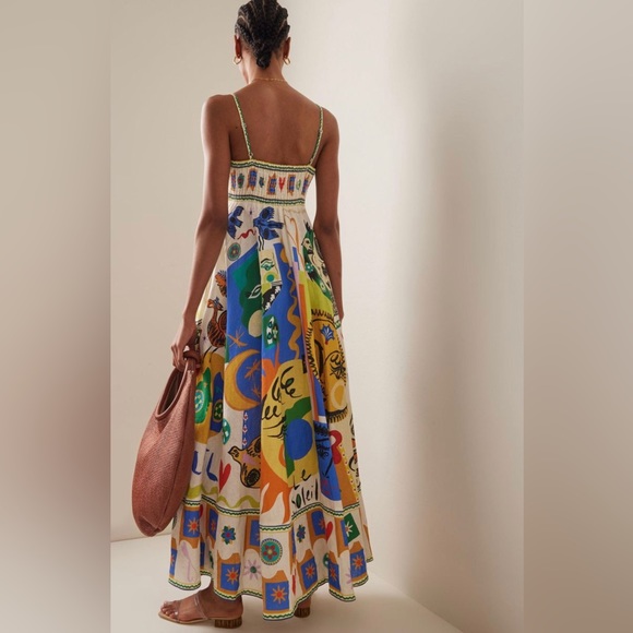 Lena Vie Boutique Dresses & Skirts - Soleil Full Skirt LINEN Sundress, Mixed Media Luxury Print